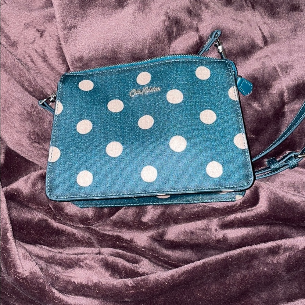 Cath Kidston green and white polka dot crossbody